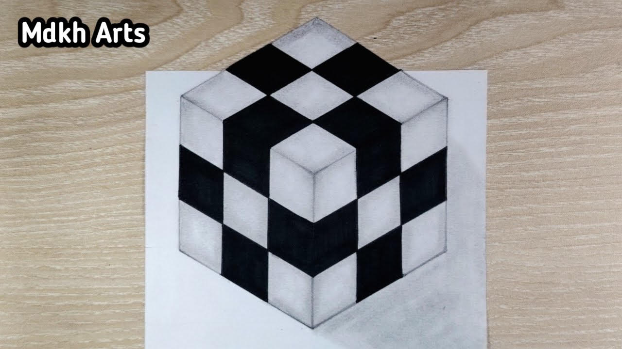 3D Cube Drawing | Easy Drawing 3D Cube | How to Draw 3D Cube with Pencil Sketch 