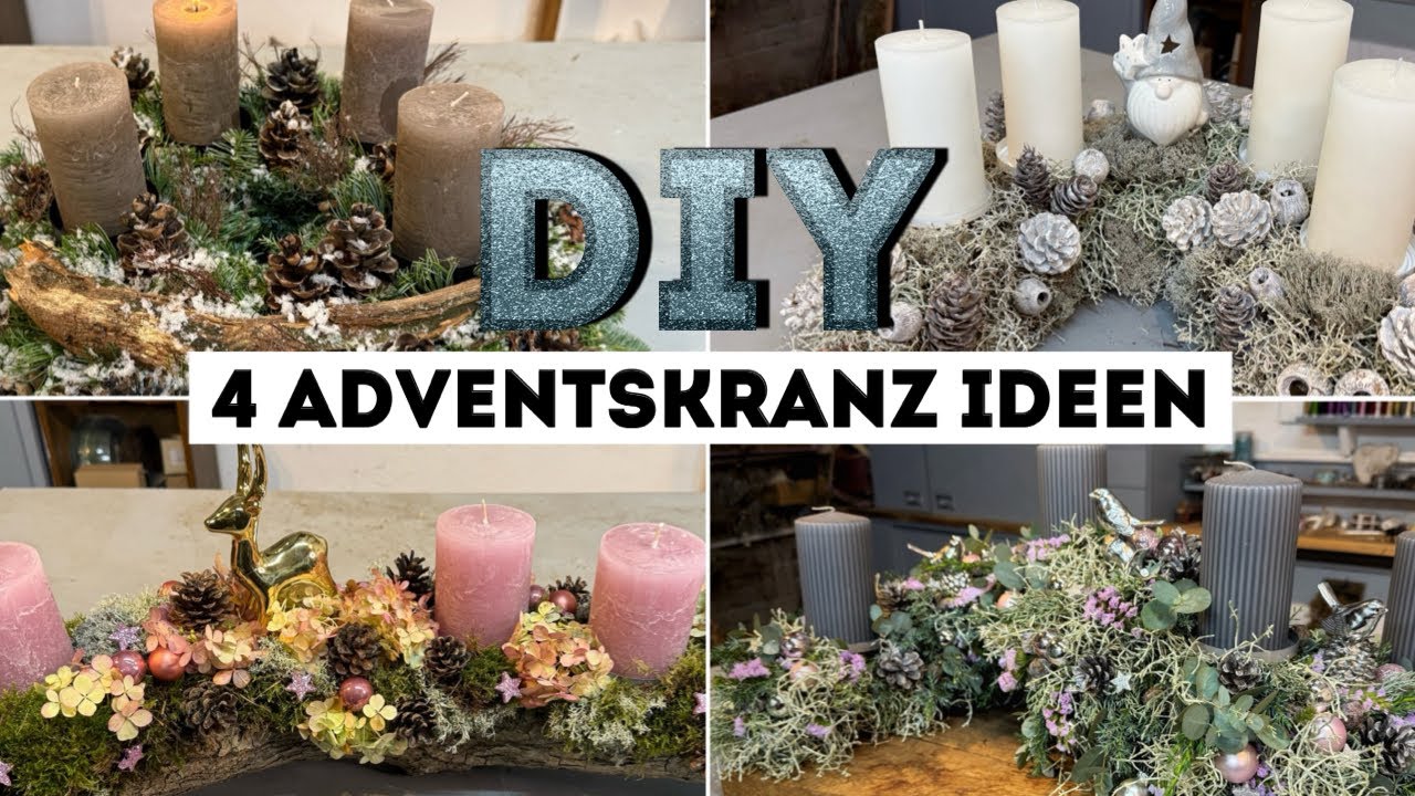 4 Adventskranz Ideen zum selber machen - STEP by STEP Videos in der Beschreibung