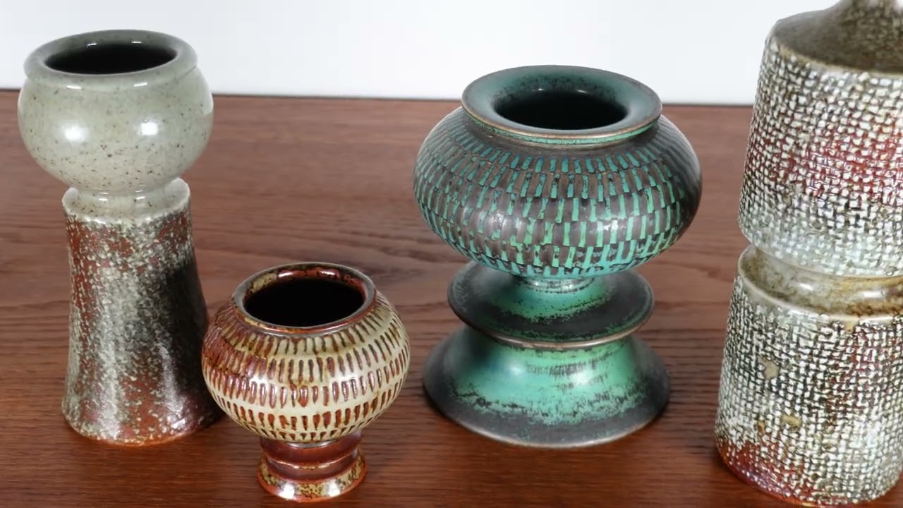 Stig Lindberg（スティグ・リンドベリ）轆轤でパーツを作り組み合わせる制作方法の花器たち