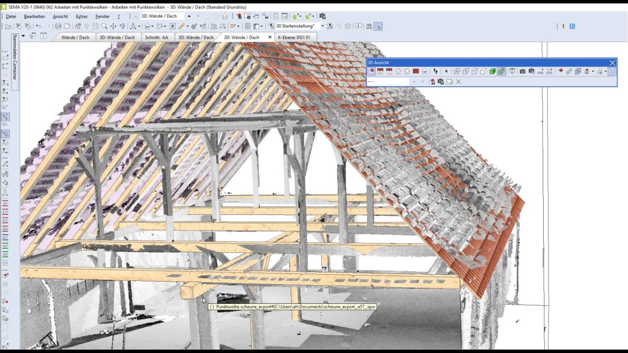Planen und konstruieren in einer 3D-Punktwolke im SEMA