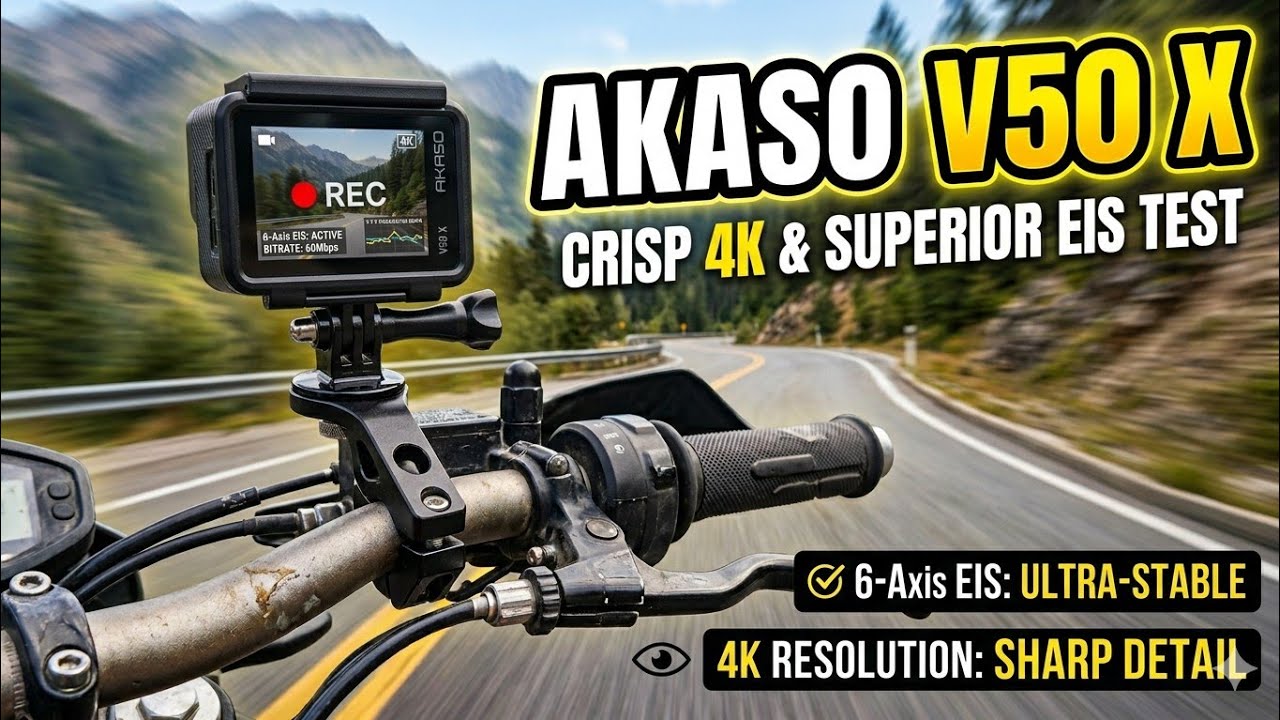 Akaso V50X test ride mounted on Bristol ATR 160 handlebar