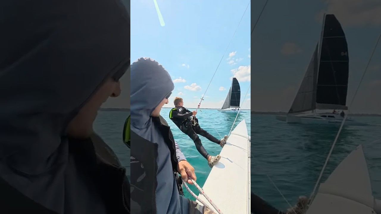 Catamaran Sailing⛵️ #lakehuron #greatlakes #catamaran #sailing #catamaransailing #summer #waterman