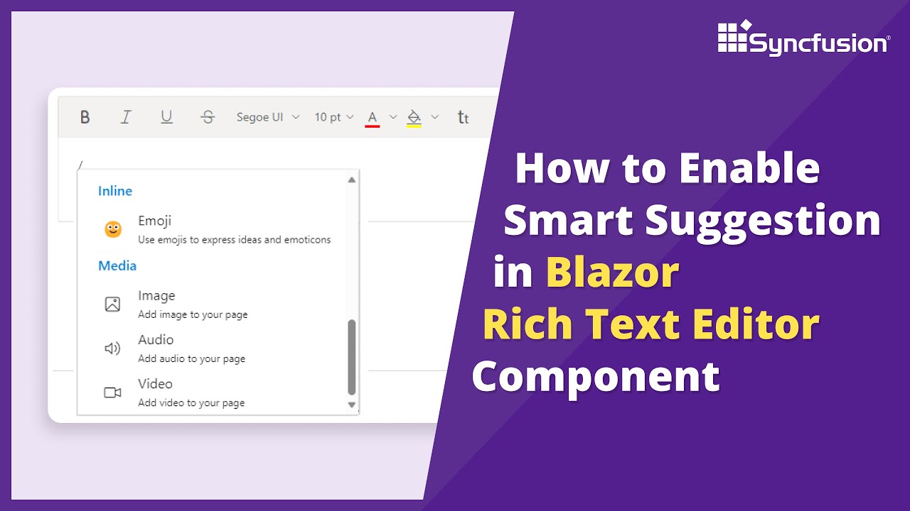 How to Enable Smart Suggestion in Blazor Rich Text Editor Component