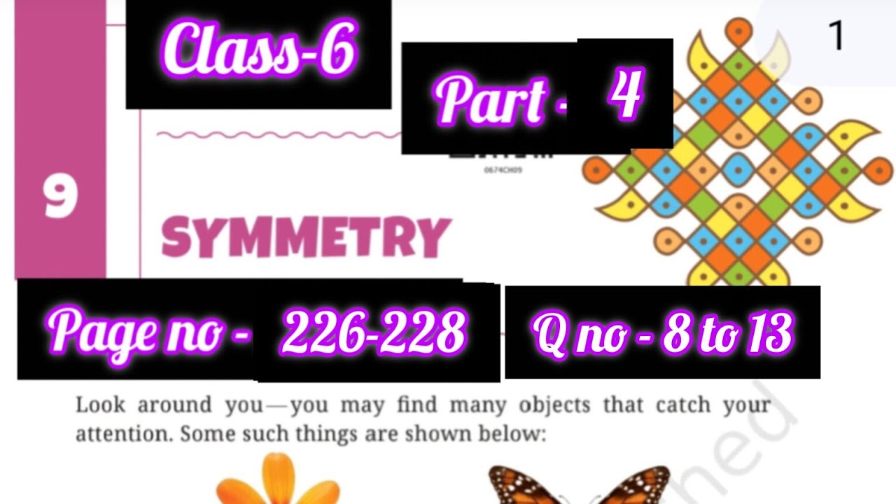 Class-6maths || Chapter-9 || page 226-227 || Q no - 8 to 13 | #ganitaprakash #cbse #ncert #symmetry 