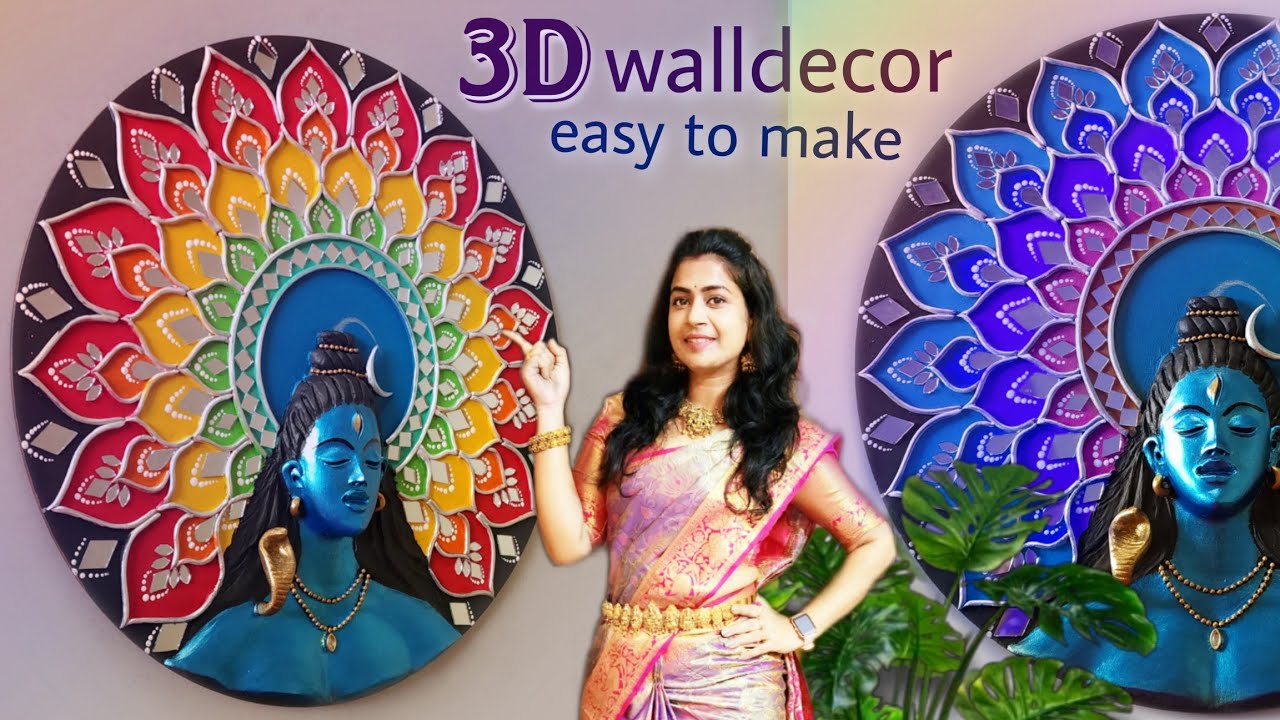 Entrance & Living room wall decor - Lord shiva Lippan wall art work in 3D way😱