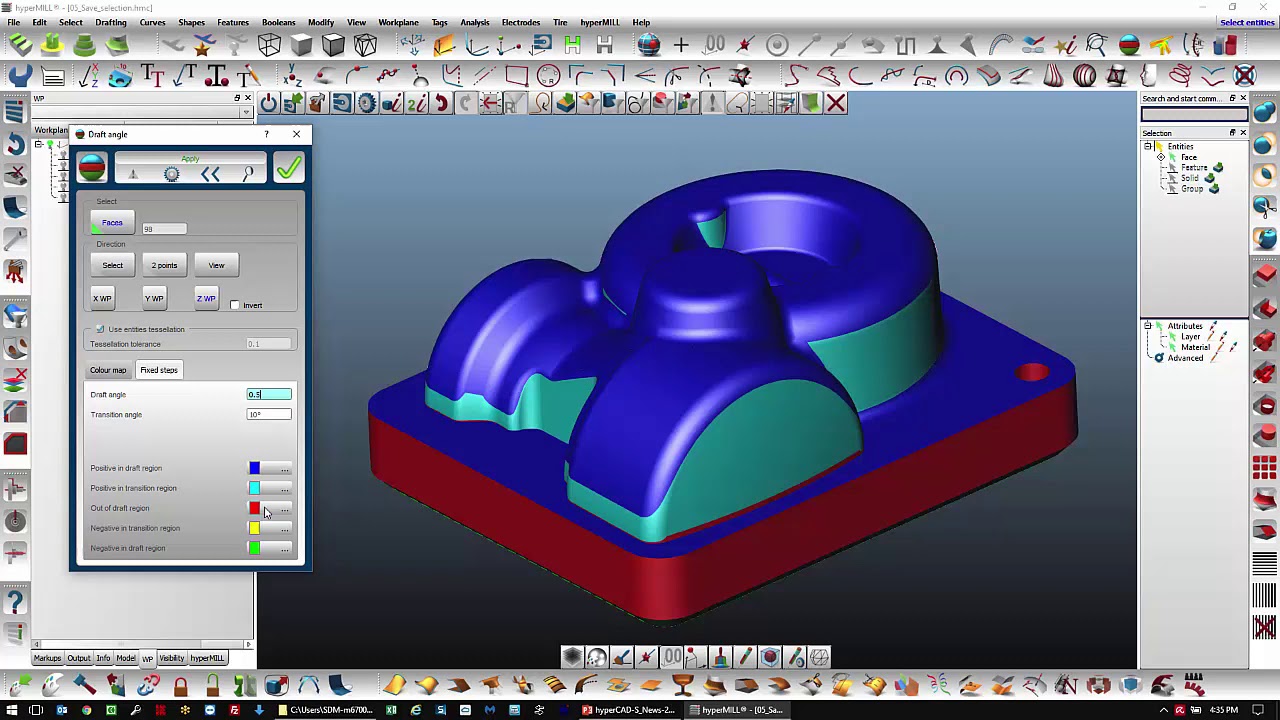 hyperCAD-S 2017.2 - Draft Angle Fixed Steps Funtion