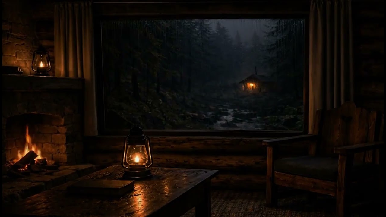 Schlafe heute Nacht tief ein 🌙 4 Stunden Regen, Kaminfeuer & warme Waldhütte
