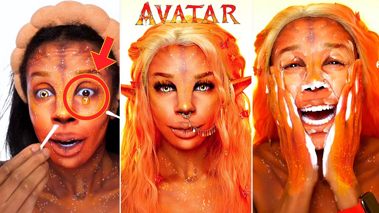 ORANGE AVATAR Transformation 🧡😱 | Full Glam + Shocking Makeup Removal!