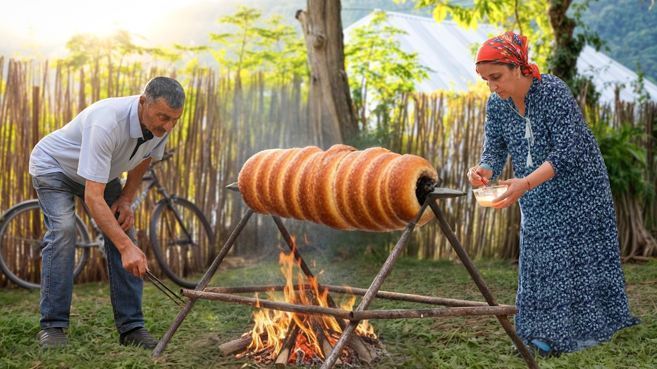 Unbelievable Sweet Roll Baked on a Log — Traditional Village Way!