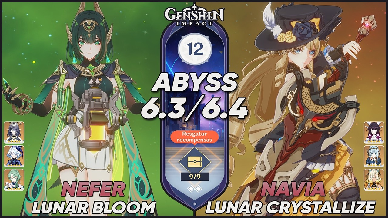 C0 Nefer Lunar Bloom & C0 Navia Lunar Crystallize | Abismo Espiral 12 - 6.3/6.4 | Genshin Impact