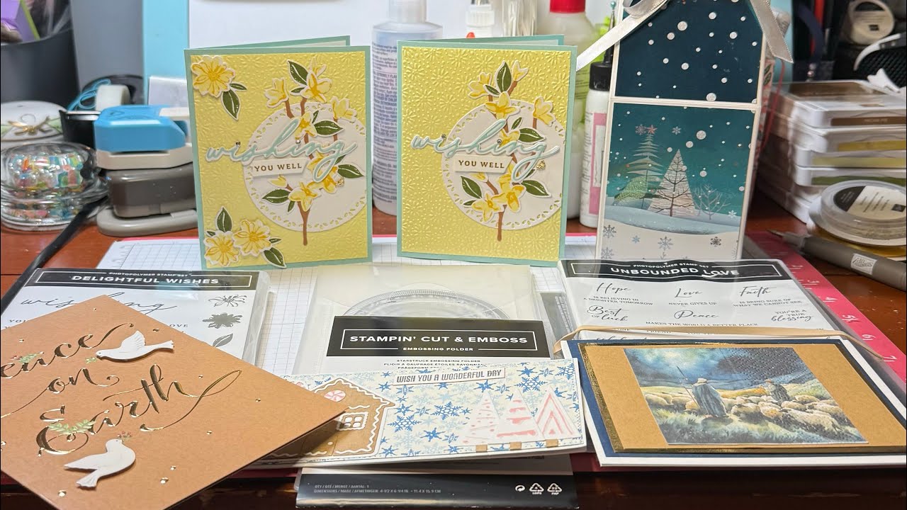 HM from Angele, Damaris & Patina and a card using Delightful Wishes from Stampin Up & new products.