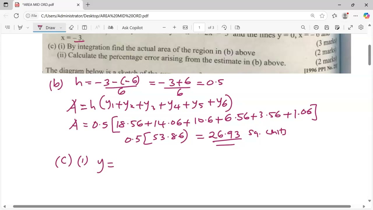 Mid-Ordinate rule. #kcse1996 . Area approximation