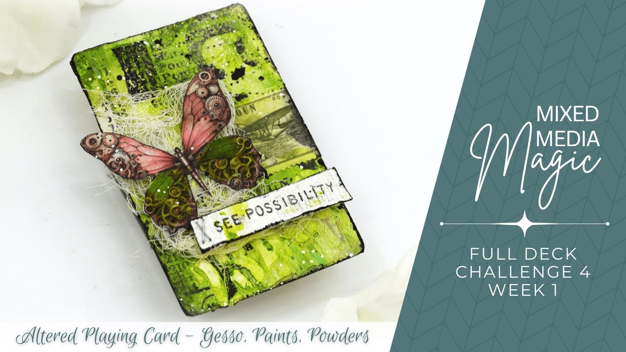 Mixed Media Altered Playing Card | Full Deck Challenge 4 - Card 1