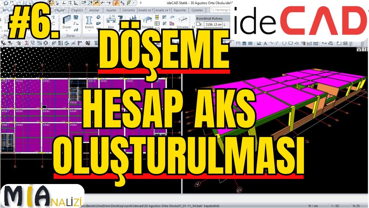 İdeCAD Döşeme Hesap Aksı Oluşturulması