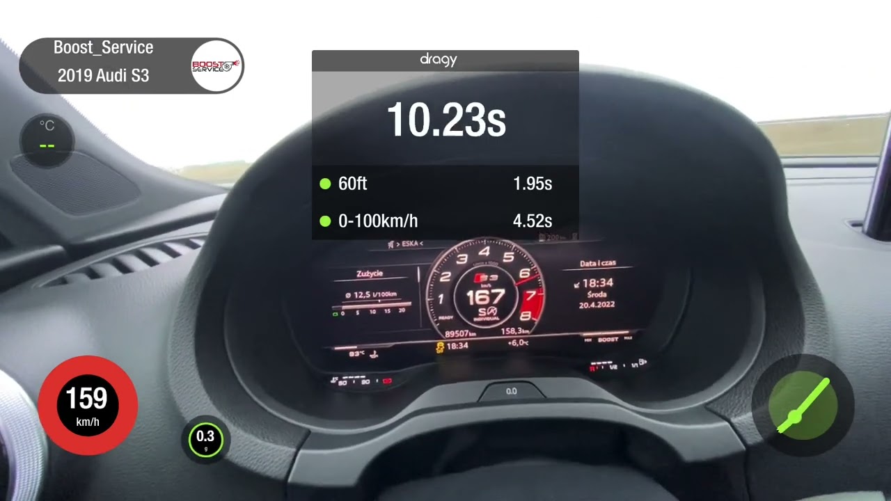 Audi S3 8V 2.0TFSI 310KM DNUE Acceleration after mod @351PS / 508Nm