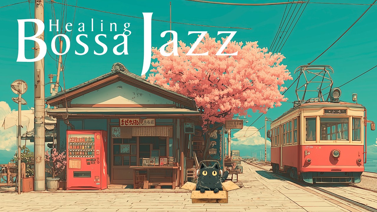 Cherry Blossom Retro Bossa: A Quiet Late Spring Afternoon with a Black Cat