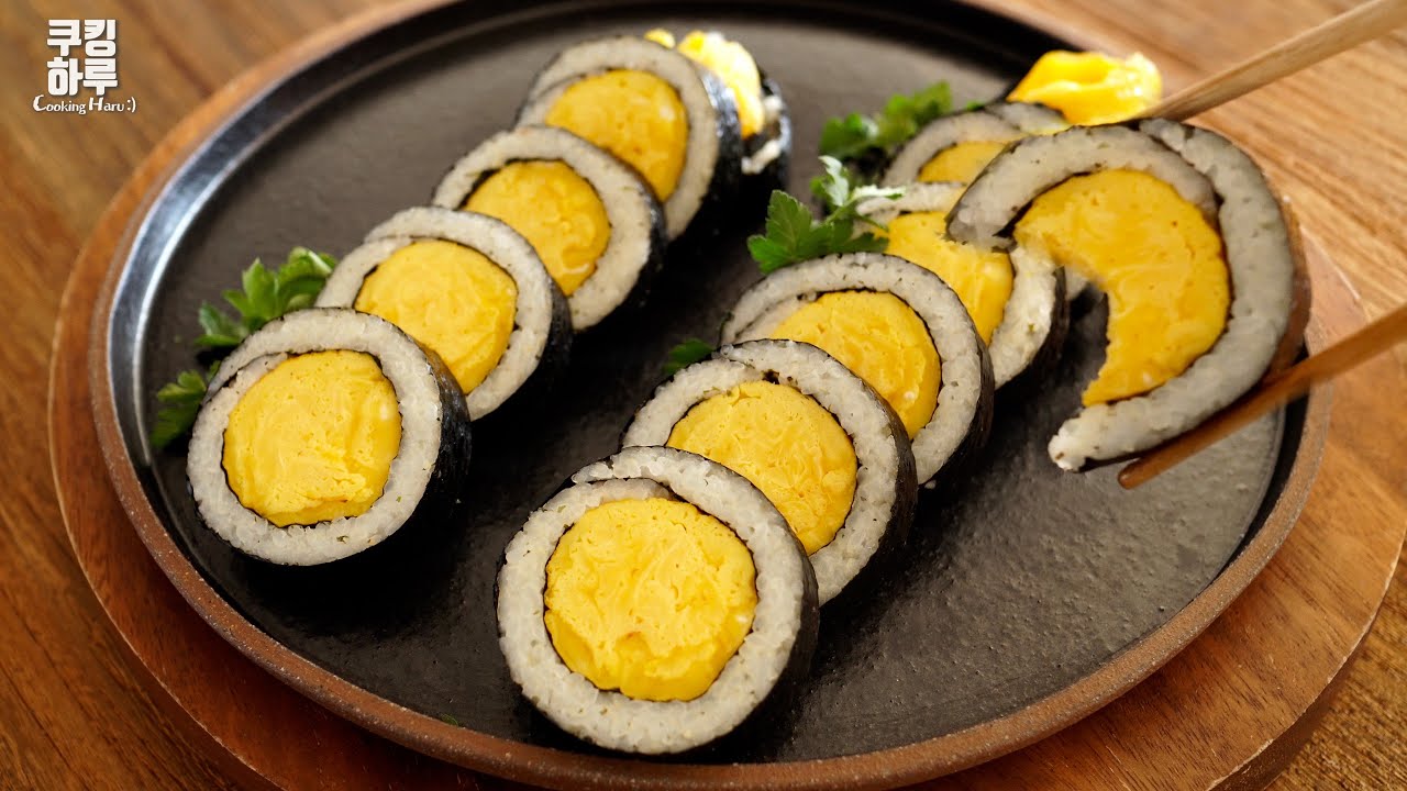 Жаренное яйцо?? Вкусные яичные суши в рисе!! Яичный Гимбап!!