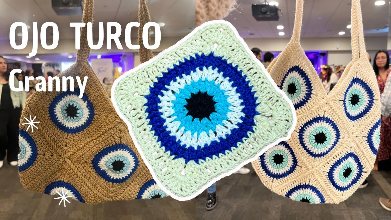 Tutorial GRANNY square OJO TURCO| PASO A PASO | como tejer un granny ojo turco