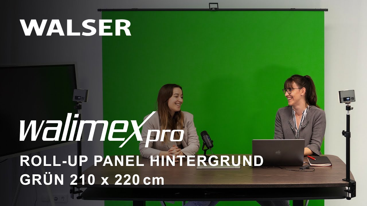 Walimex pro Roll-up Panel Hintergrund gr&uuml;n 210 x 220 cm- Greenscreen mit Transportbox