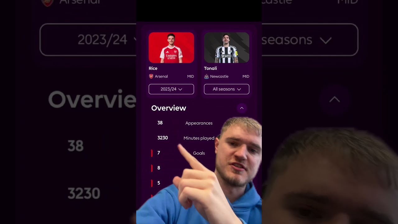 Tonali BETTER Than Declan Rice? 🤔 #arsenal #nufc #premierleague #football #afc  #arsenalfootball