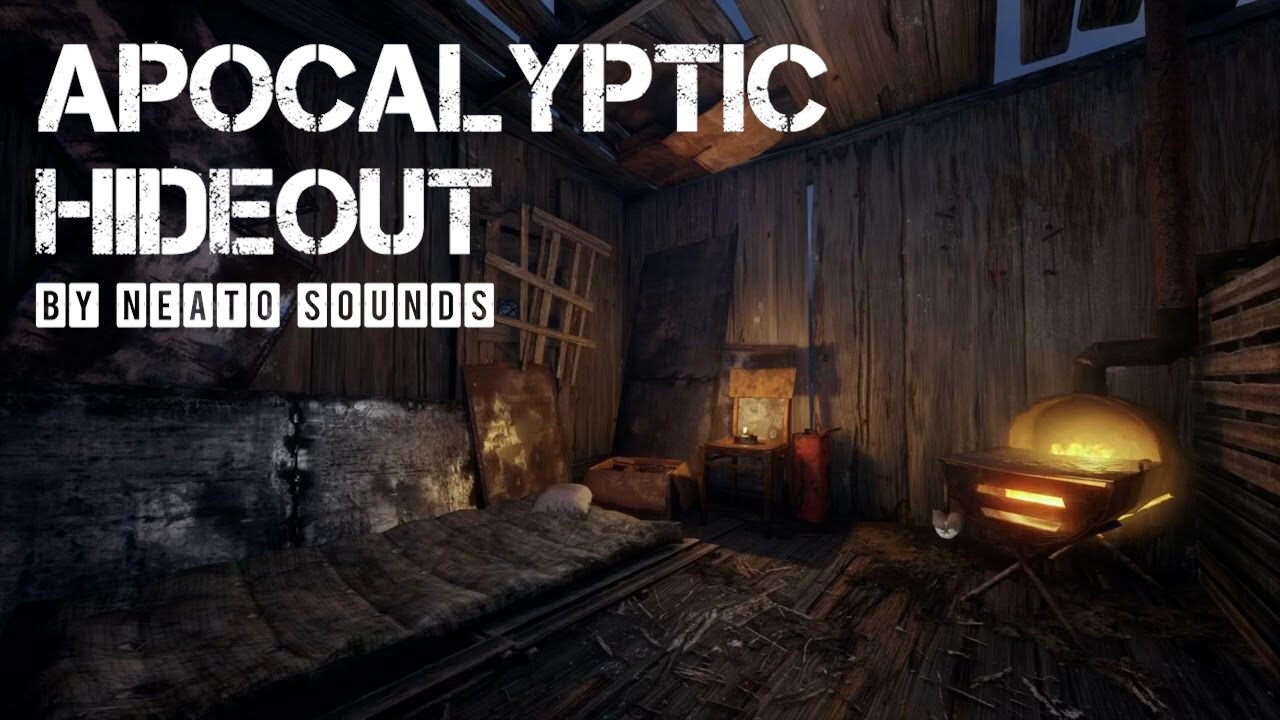 Apocalyptic hideout Campfire 🔥 Ambient crackling fire to Relax / Study to | 1 Hour