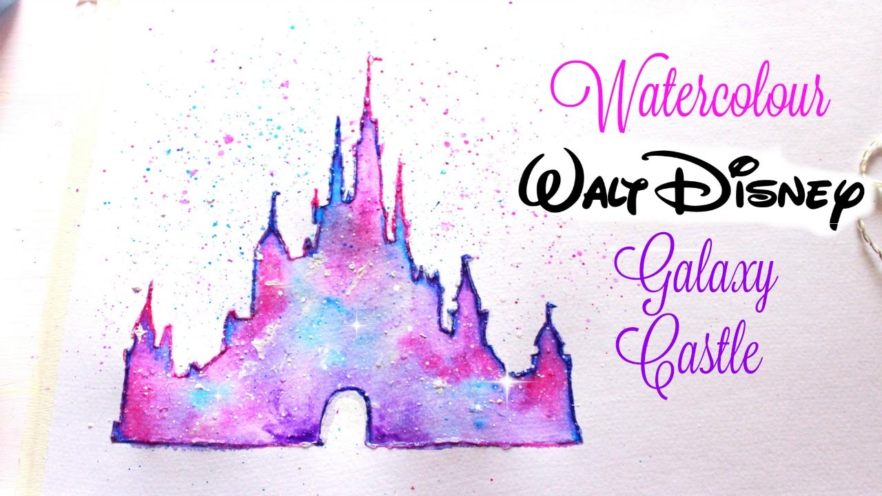 Simple Walt Disney Castle Galaxy Watercolor Tutorial