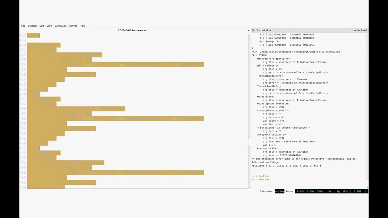 Modular-style breakcore in SuperCollider, part 2