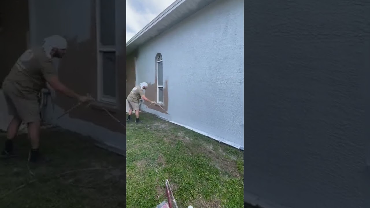 Priming stucco 🎨 #fyp #reels #primer #painting #exterior #instagram #youtube #tiktok #spraypaint