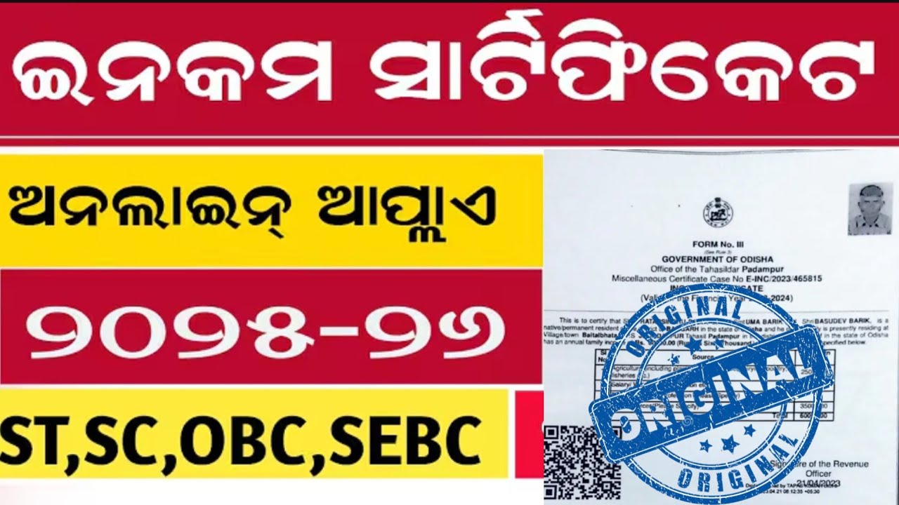 କେମିତି ଆମେ Income Certificate ଆବେଦନ କରିବl ? How to apply income certificate in odisha? Full process 