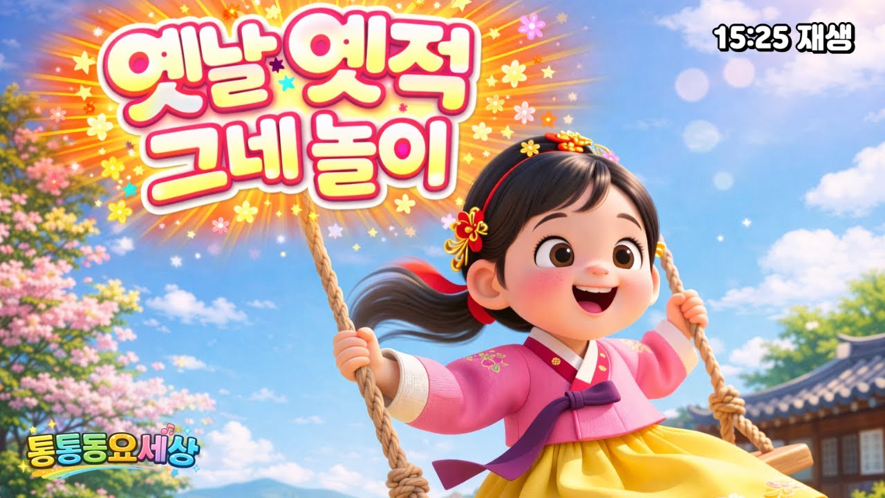 옛날옛적 그네놀이 동요 🌸 흔들흔들 그네 타며 부르는 동요 | 어린이 노래 |신나는 어린이,영유아 동요|교육동요|통통동요세상
