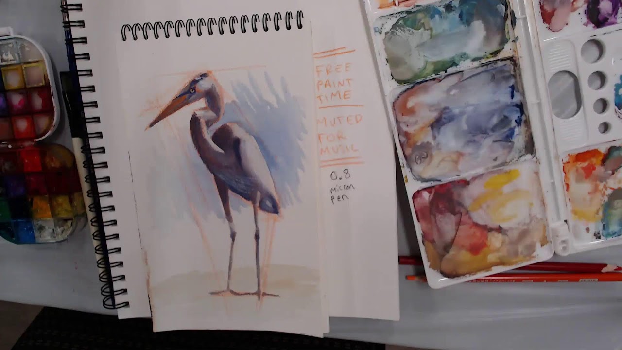 1.28 animal blue heron draw and paint demo