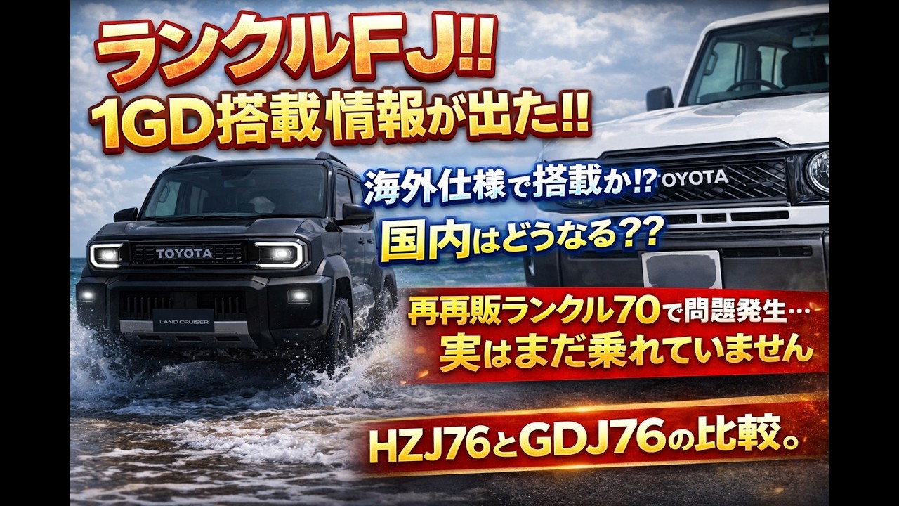 【速報！！】ランクルFJ！！1GD搭載情報が出た！！海外枠で搭載か！？国内はどうなる？？再再販ランクル70で問題発生。。実は乗れてません。HZJ76とGDJ76の比較。