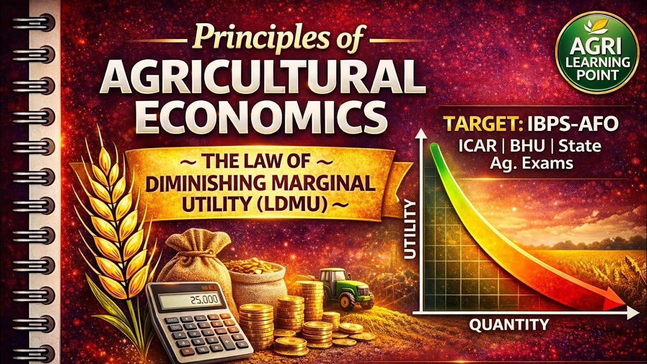 Law of Diminishing Marginal Utility (LDMU) | Agricultural Economics | Principles | By Satyam Sir