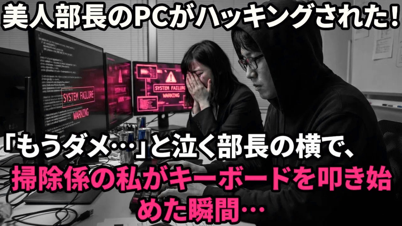 【スカッと】美人上司のPCから極秘データが流出寸前！窓際族の俺が「キーボード貸して」と神速タイピングでハッカーを撃退した結果、上司に惚れられたw【感動する話】