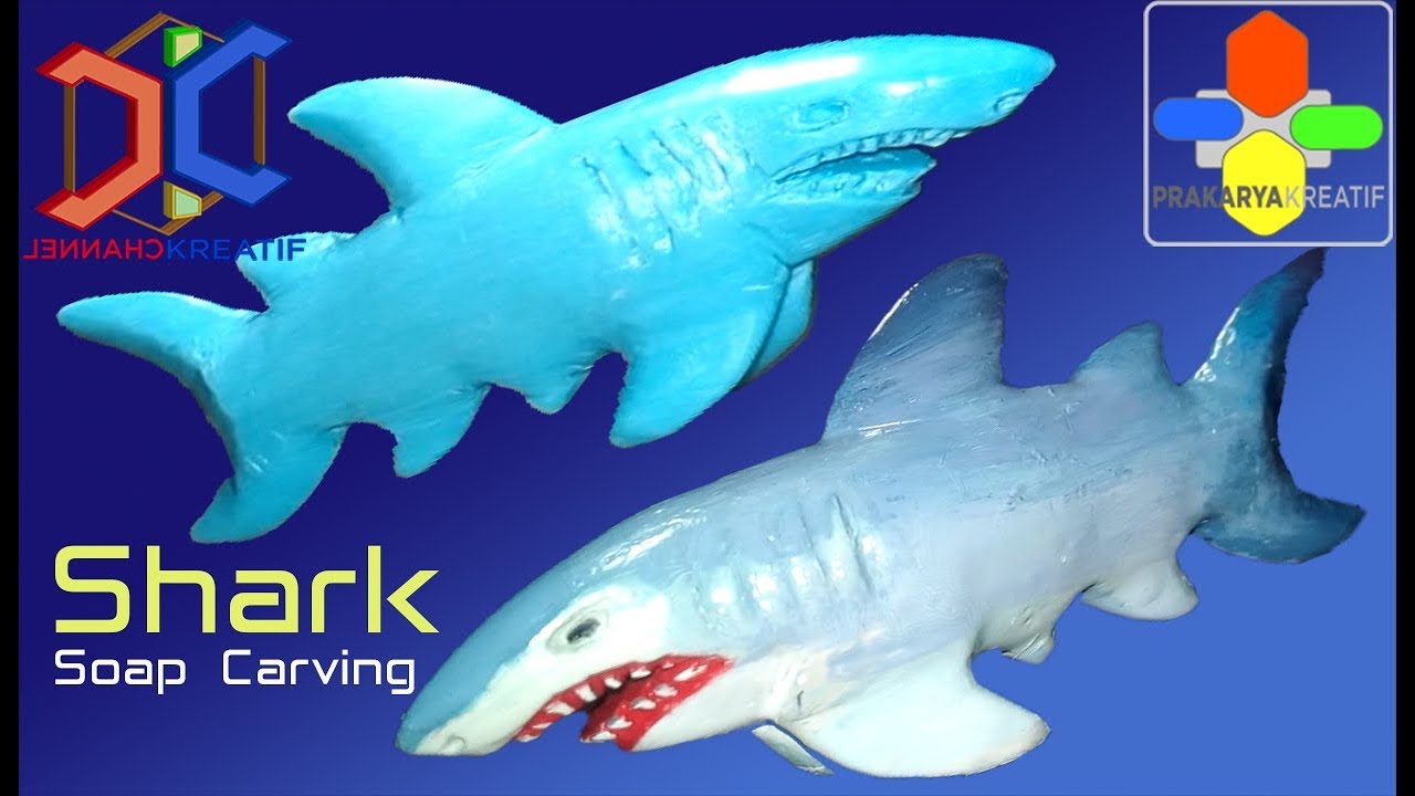 Cara Mudah Membuat Ukiran Patung Sabun Ikan Hiu | DIY Easy Shark Soap Carving | Colouring | Crafting
