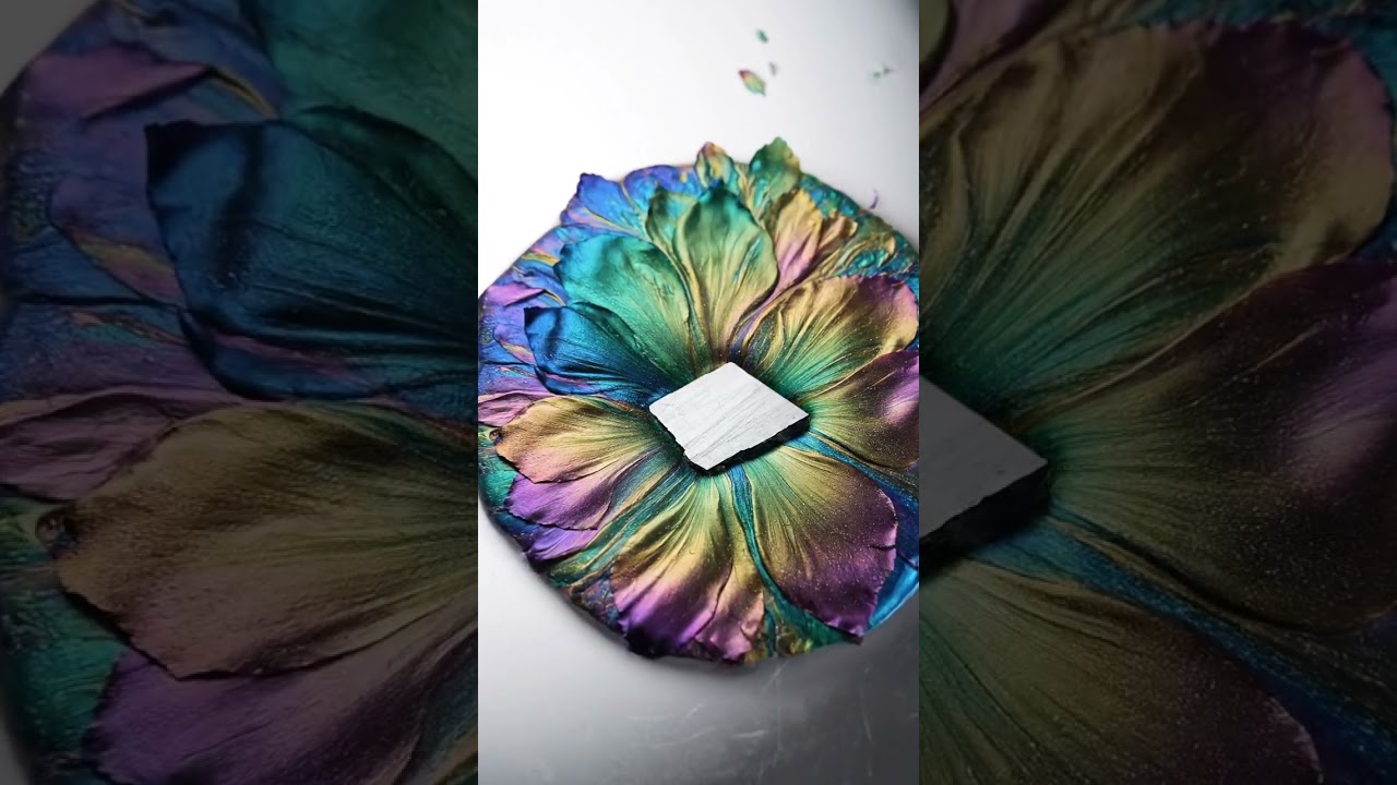 niobium bloom 🌈 radiant metal petals #shorts #asmr #niobium #crystalreaction #alchemyart