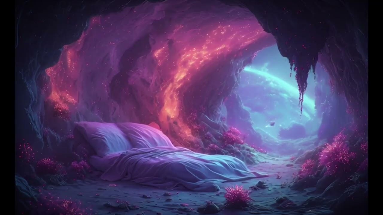 Sleep in a Luminescent Alien Cave / 1hr Solfeggio Frequencies + Binaural Beats for Deep REM Sleep