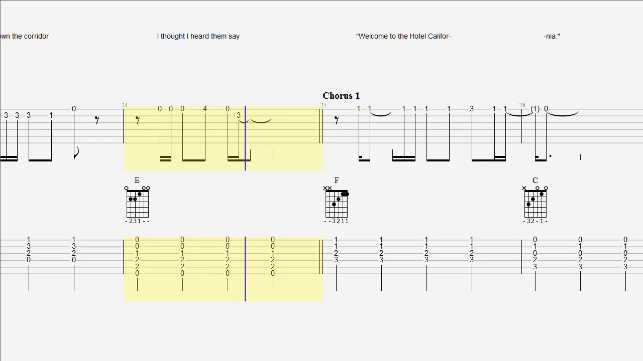 Eagles - Hotel California - Easy Guitar Duet
