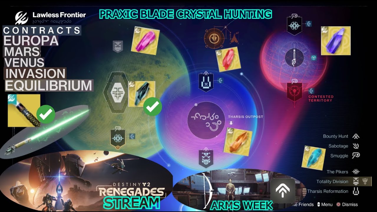 DESTINY 2 STREAM | RENEGADES WEEK 9 | ARMS WEEK EVENT WITH BOWS & SOME PRAXIC CRYSTAL FARMING MAYBE