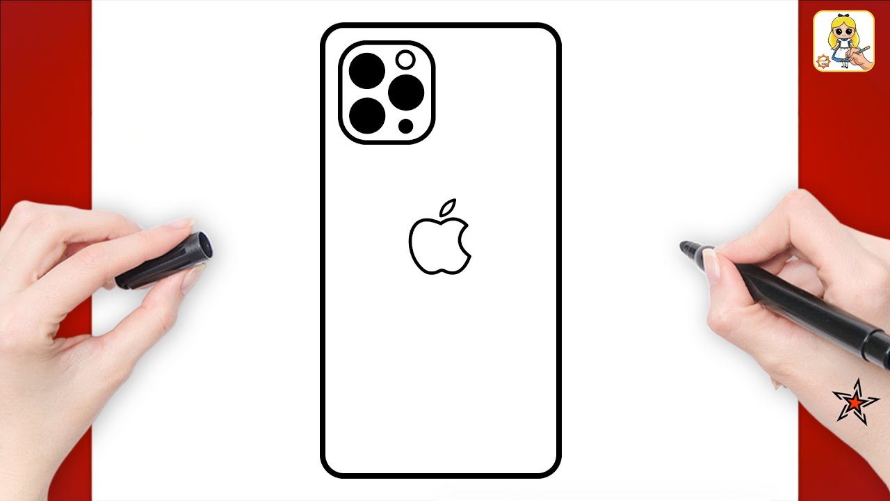 Apple iPhone Drawing in Easy Steps | Let's Learn How to Draw Apple iPhone