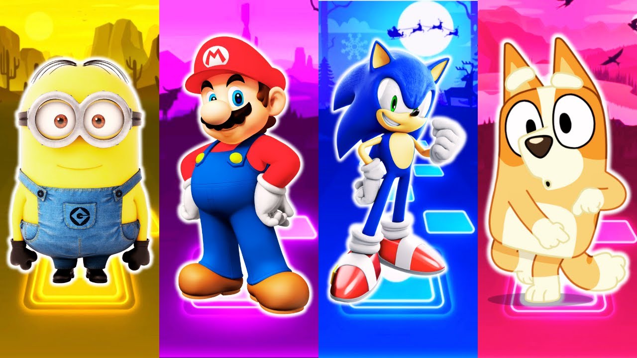 Minions - Super Mario Bros - Sonic - Bluey Bingo - Tiles Hop EDM Rush