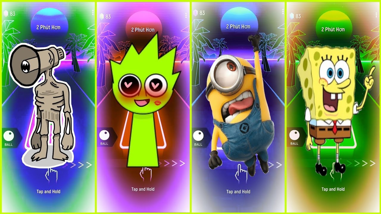 Tiles Hop Mix – Siren Head, Sprunki, Minions & SpongeBob!