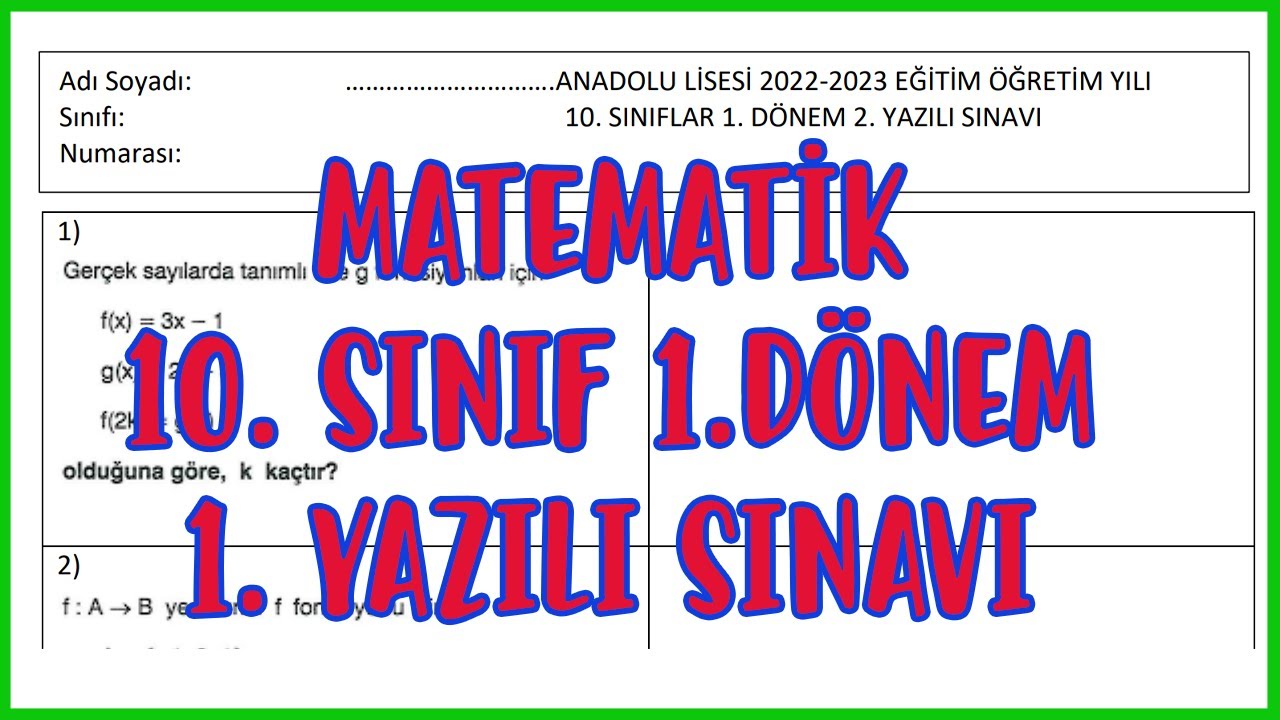 Matematik 1. Dönem 2.Yazılı Sınavı ve Çözümleri. İndirme Linki Açıklamalarda
