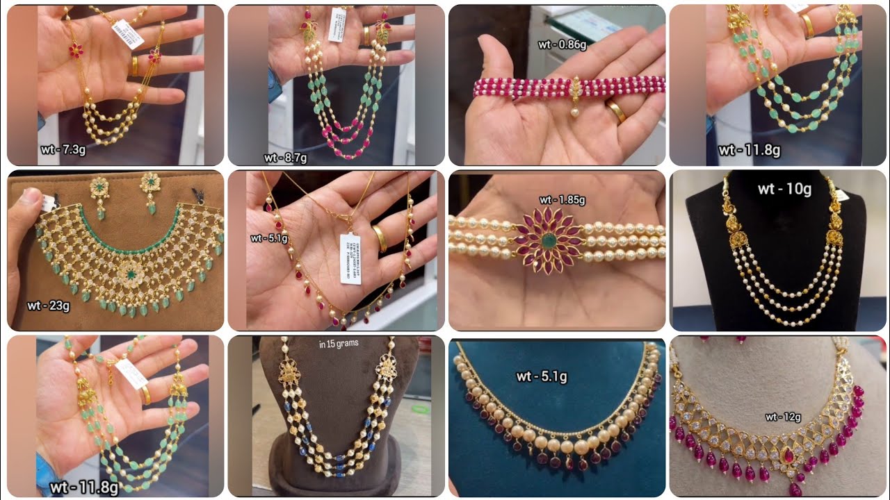 Latest 22k gold beads chains designs with WEIGHT || Lightweight beads necklace collection ||
