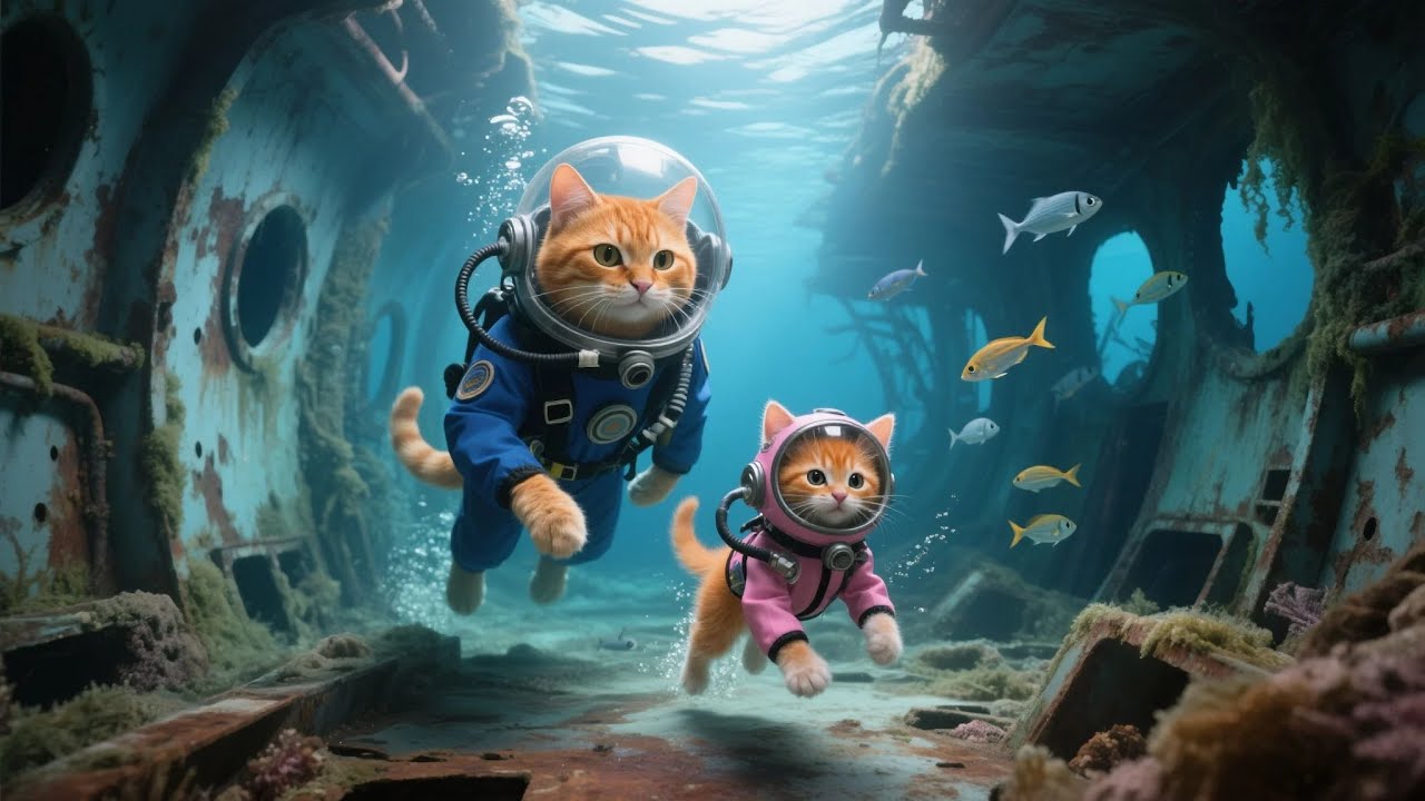 Exploring ocean with Ginger Kitten and Mama Cat🌊, a wonderful keepsake!🪙