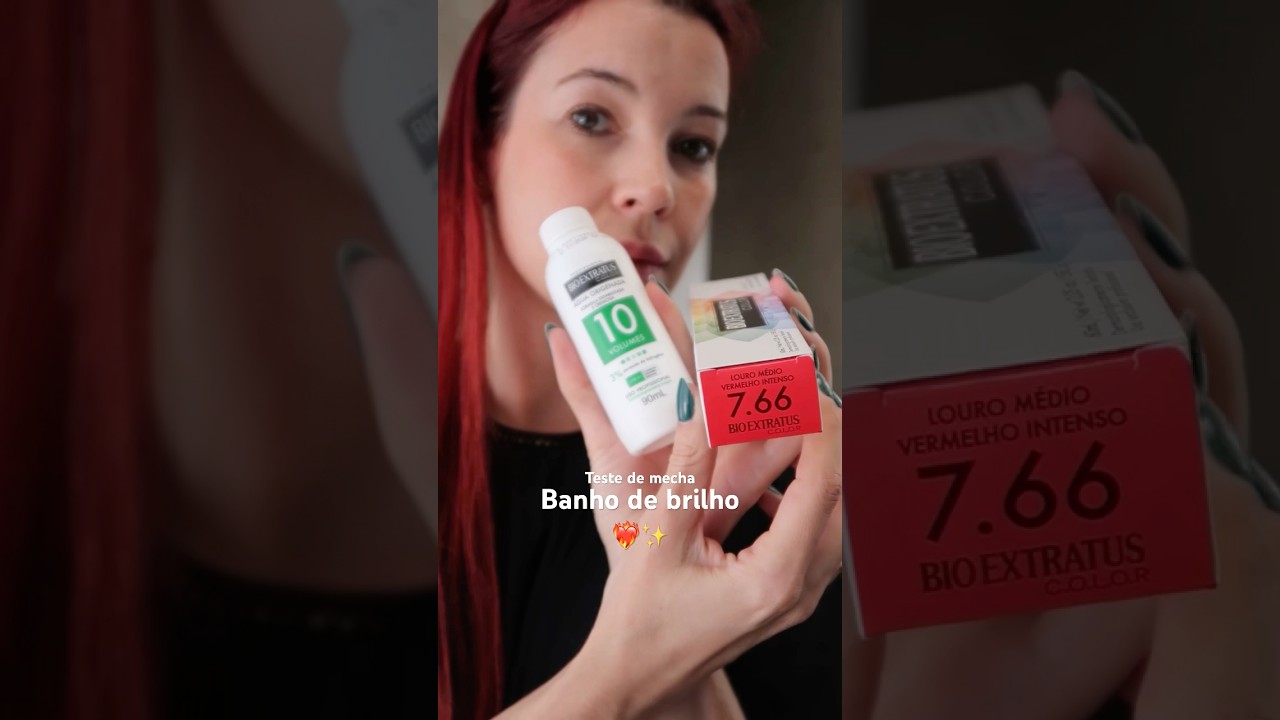 Banho de brilho com a cor 7.66 no comprimento do cabelo vermelho desbotado ❤️&zwj;🔥✨🐚 teste de mecha