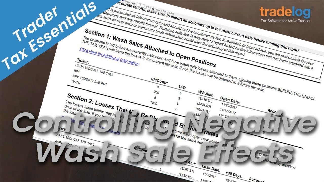 Controlling Negative Wash Sale Effects