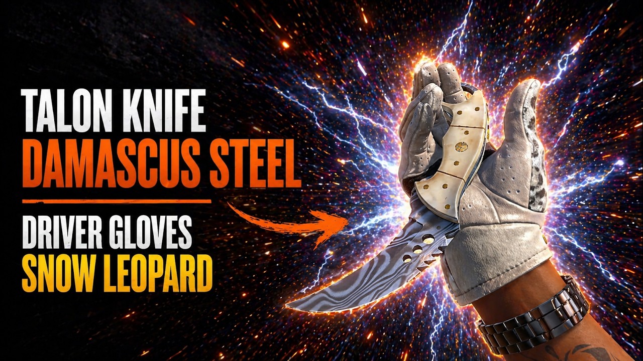 Talon Knife Damascus Steel + Driver Gloves Snow Leopard CS2 Combo Showcase