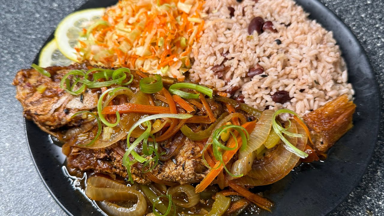 How Jamaicans Make Brown Stew Fish with Rice & Peas | Real Sunday Dinner 