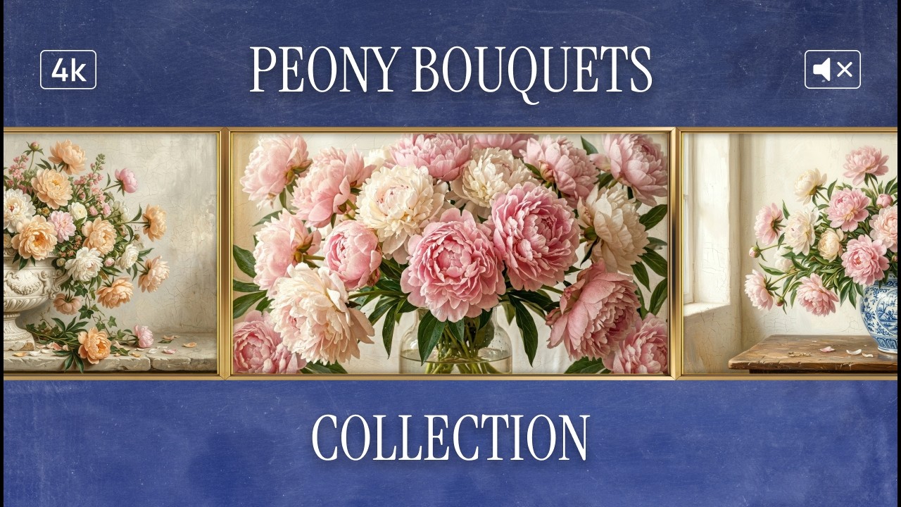 Classic Peony Bouquets | 4K Frame TV Art | No Music